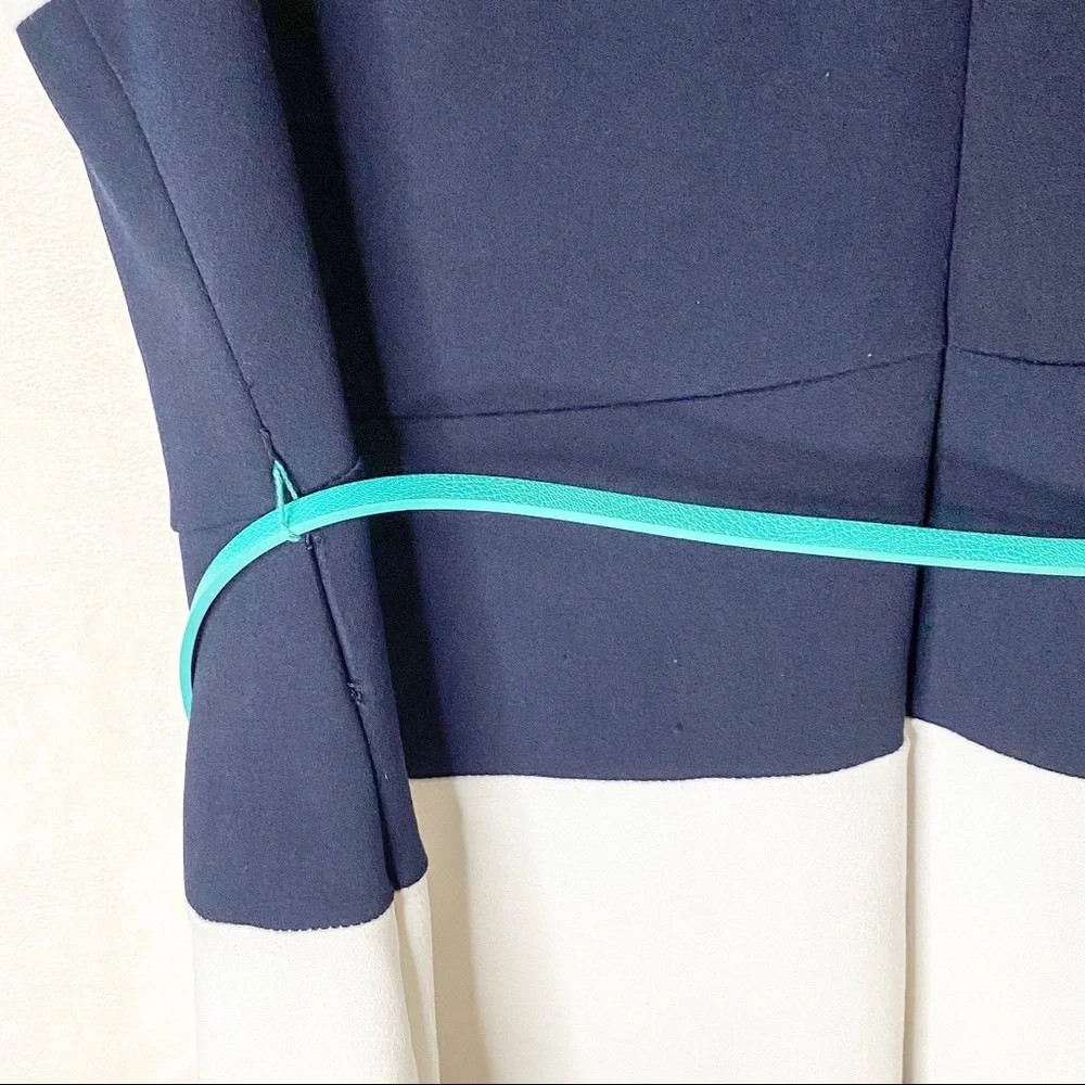 Sleeveless Striped Dress - Navy, White, and Teal - Picture 6 of 10